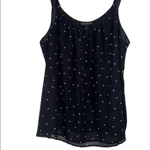 Lane Bryant tank top 28 lined polyester adjustable straps polka dot black white